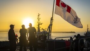 Canadian soldiers on a boat